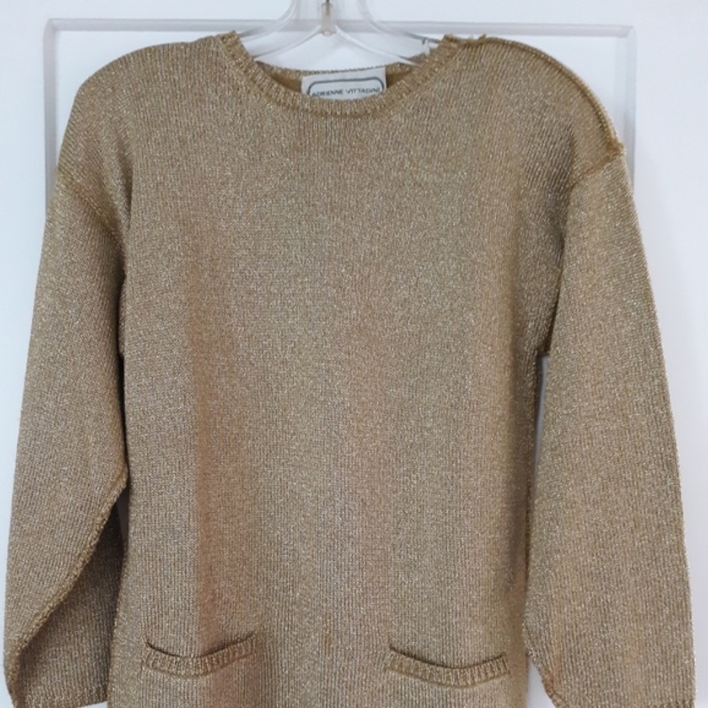 Adrienne Vittadini Gold Metallic Vintage Sweater